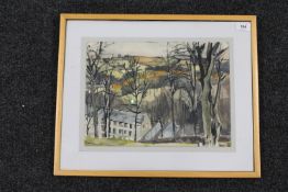 Donald James White : Open Landscape with Buildings and Trees, watercolour, signed, dated Nov 17 '63,