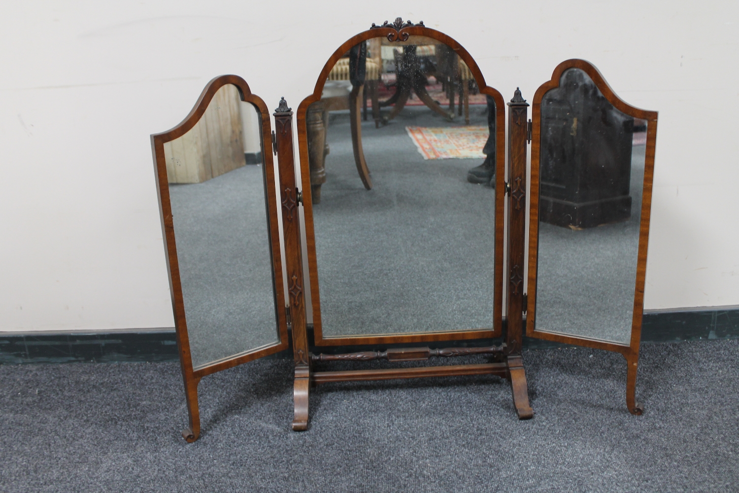 A Victorian mahogany triple dressing table mirror