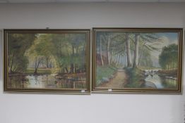 Two mid twentieth century continental school oils on canvas - landscapes signed A. Johansen and H.