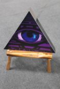 A pine stool together with a light box