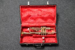 A twentieth century brass Zenith trumpet in fitted box