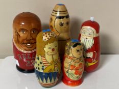 A group of five Russian dolls