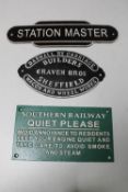 Three cast iron plaques (Railways)