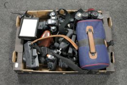 A box of cameras, Minolta DYNAX, Polaroid,