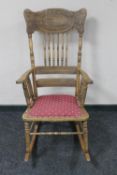 An American spindle backed rocking chair