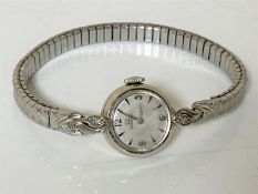 A lady's 14ct white gold Omega wristwatch on plated expanding strap CONDITION REPORT: