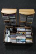 Two CD racks containing CD's and further box of CD's and DVD's,