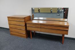 A mid twentieth century teak avalon furniture five drawer chest with matching dressing chest