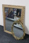 An ornate gilt framed chalk mirror and gilt overmantel mirror