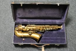 An early twentieth century American made brass Saxophone in fitted box