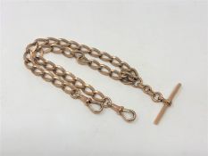 A 9ct gold watch chain with T-bar CONDITION REPORT: 46.