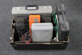 A box of site light, hand tools,