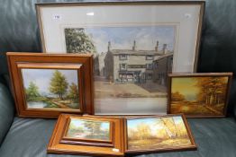 A framed Neil Nesbitt watercolour, village scene, dated 1976,