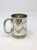 A silver mug,