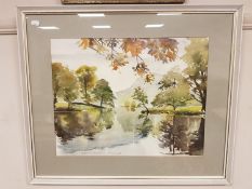 Walter F Parker : Study of a lake, watercolour, signed and dated 1986,