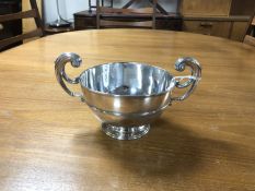 A Victorian silver twin-handled pedestal bowl, London 1898, height 13.