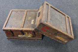 Two early twentieth century pine storage crates