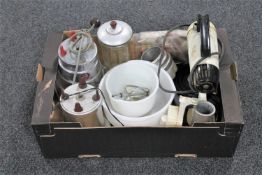 A box of mid 20th century Sunbeam food mixer with accessories and a mid 20th century Turmix blender