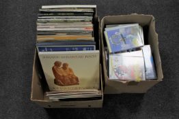 Two boxes of DVD's, classical LP's,