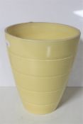 A Wedgwood Keith Murray design conical vase, matt straw, height 13.