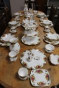Sixty-three pieces of Royal Albert Old Country Roses tea and dinner china
