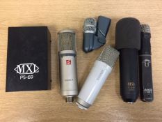 Five studio microphones to include; MXL V69 Mogami, Australian RODE NT 1, SE Electronics se2200 A,