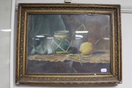 An antiquarian gilt framed still life oil painting