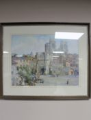 A framed print by Sturgeon - Castle walls with cathedral beyond