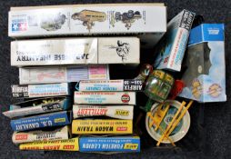 A box of Airfix 00 scale soldiers, plastic modelling kits,