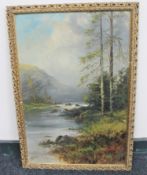 A gilt framed oil on canvas, River through a rural landscape, signed W.
