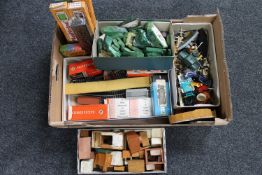 A box of scratch built models, plasticine,