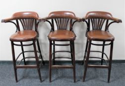 A set of three Bentwood bar chairs