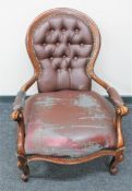 A Victorian style Stylus bedroom chair in buttoned vinyl