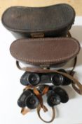 A pair of German excelsior Sirius 5 x 30 field glasses in leather case together with a set of W.