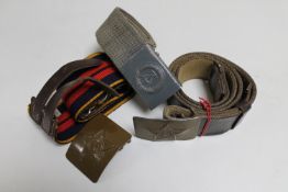 Three twentieth century military belts - East German and two Russian