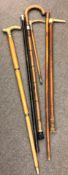 Six antique walking canes,