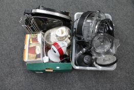 Two boxes of kitchen electricals, Nescafe Dolce gusto machine, Halogen oven,