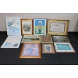 Thirteen assorted framed pictures and prints