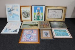 Thirteen assorted framed pictures and prints