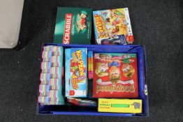 A box of children's toys and board games
