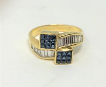 An 18ct gold sapphire and diamond ring, set with approximately 1.7 carats of diamonds, 7.