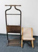 A Hayes gent's valet stand and a gout stool