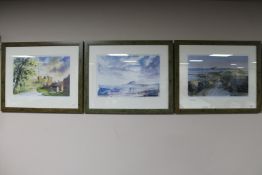 Three framed Roy Kirton signed prints - Holy Island and Bamburgh