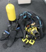 Scuba diving equipment : two scuba pro demand valves, 15 litre dive tank,
