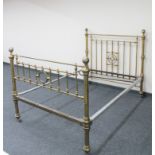 A Victorian brass 4'6 bed frame