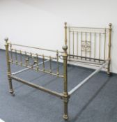 A Victorian brass 4'6 bed frame