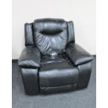 A black leather electric reclining armchair