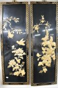 A pair of Japanese Shibayama lacquered panels