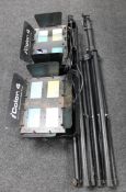 A pair of Color 4 stage lights with tripods