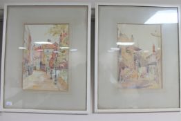 A pair of framed watercolour studies - Victorian street scenes